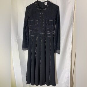 Sandier Milano black lace, and stud longsleeve dress size 38